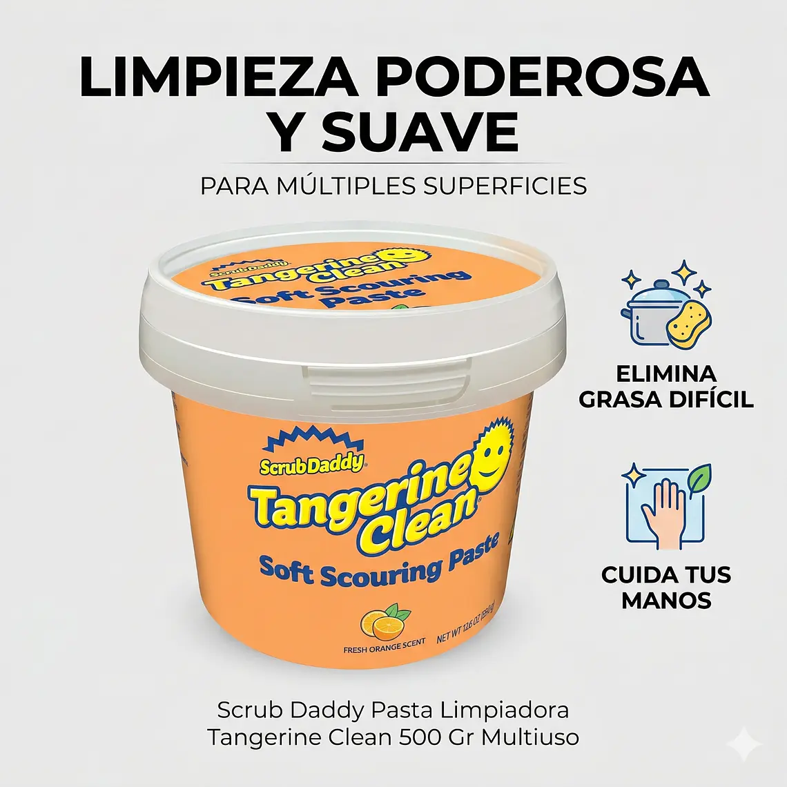 Scrub Daddy Pasta Limpiadora Tangerine Clean 500 Gr Multiuso 2
