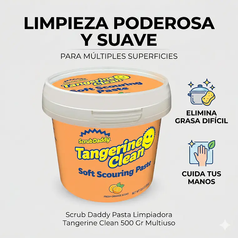 Scrub Daddy Pasta Limpiadora Tangerine Clean 500 Gr Multiuso 2