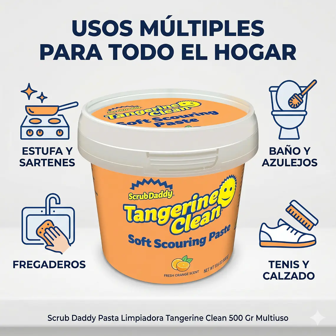Scrub Daddy Pasta Limpiadora Tangerine Clean 500 Gr Multiuso 3