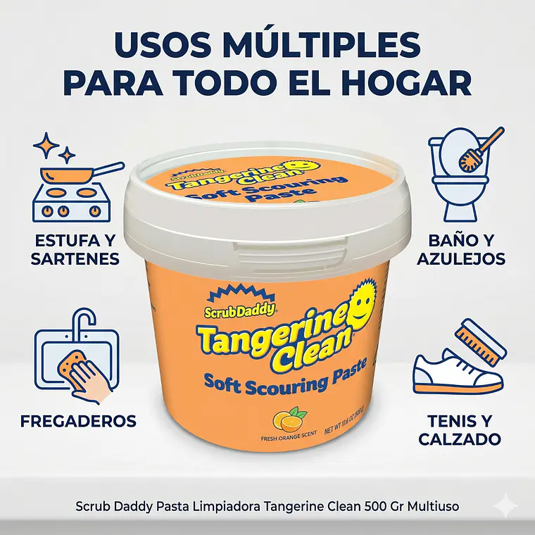 Scrub Daddy Pasta Limpiadora Tangerine Clean 500 Gr Multiuso 3