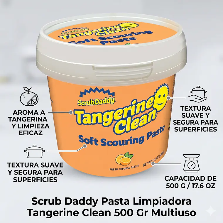 Scrub Daddy Pasta Limpiadora Tangerine Clean 500 Gr Multiuso 4