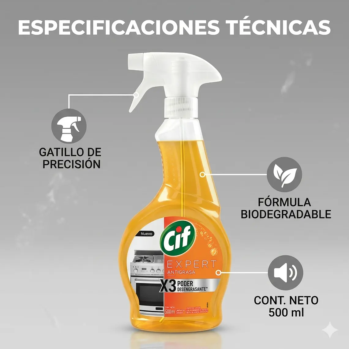 Cif Desengrasante Antigrasa Biodegradable Gatillo 500 Ml Cocina 5