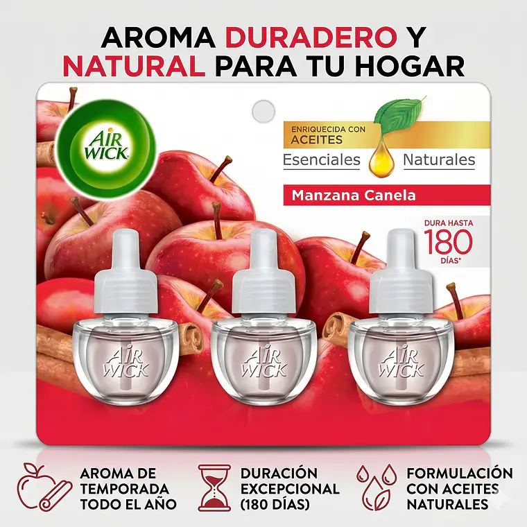 Recarga Air Wick Eléctrico Manzana Canela 3 Unid 2