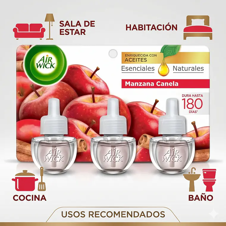 Recarga Air Wick Eléctrico Manzana Canela 3 Unid 3