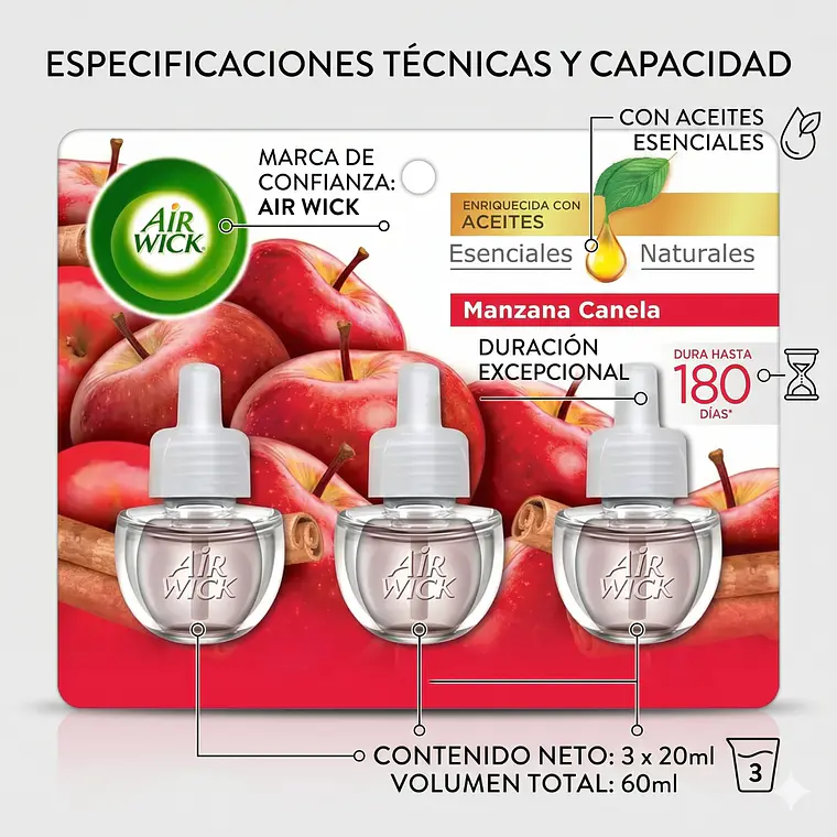 Recarga Air Wick Eléctrico Manzana Canela 3 Unid 4