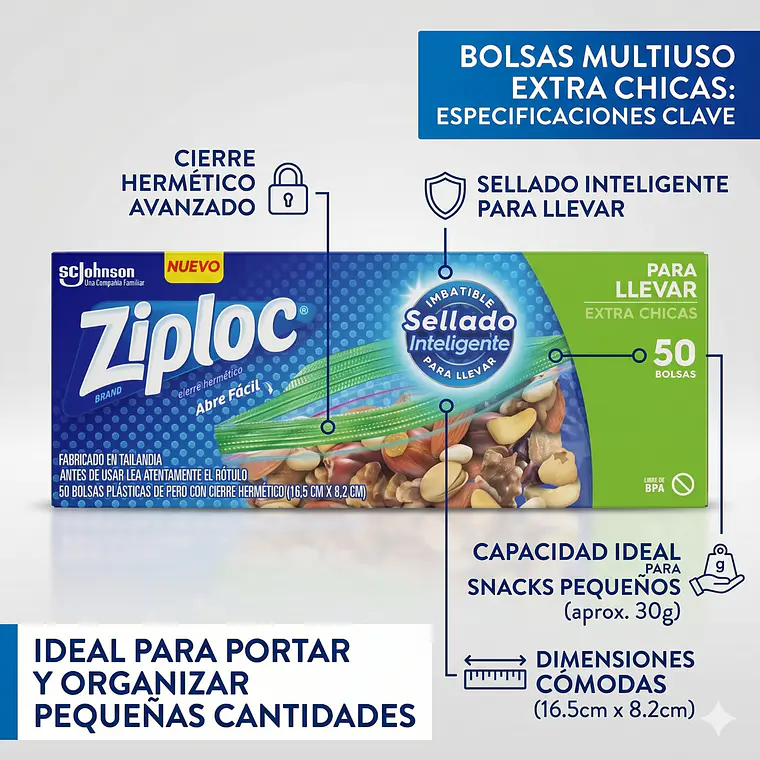 Bolsas Multiuso Para Llevar Ziploc Extra Chicas 50unid 4