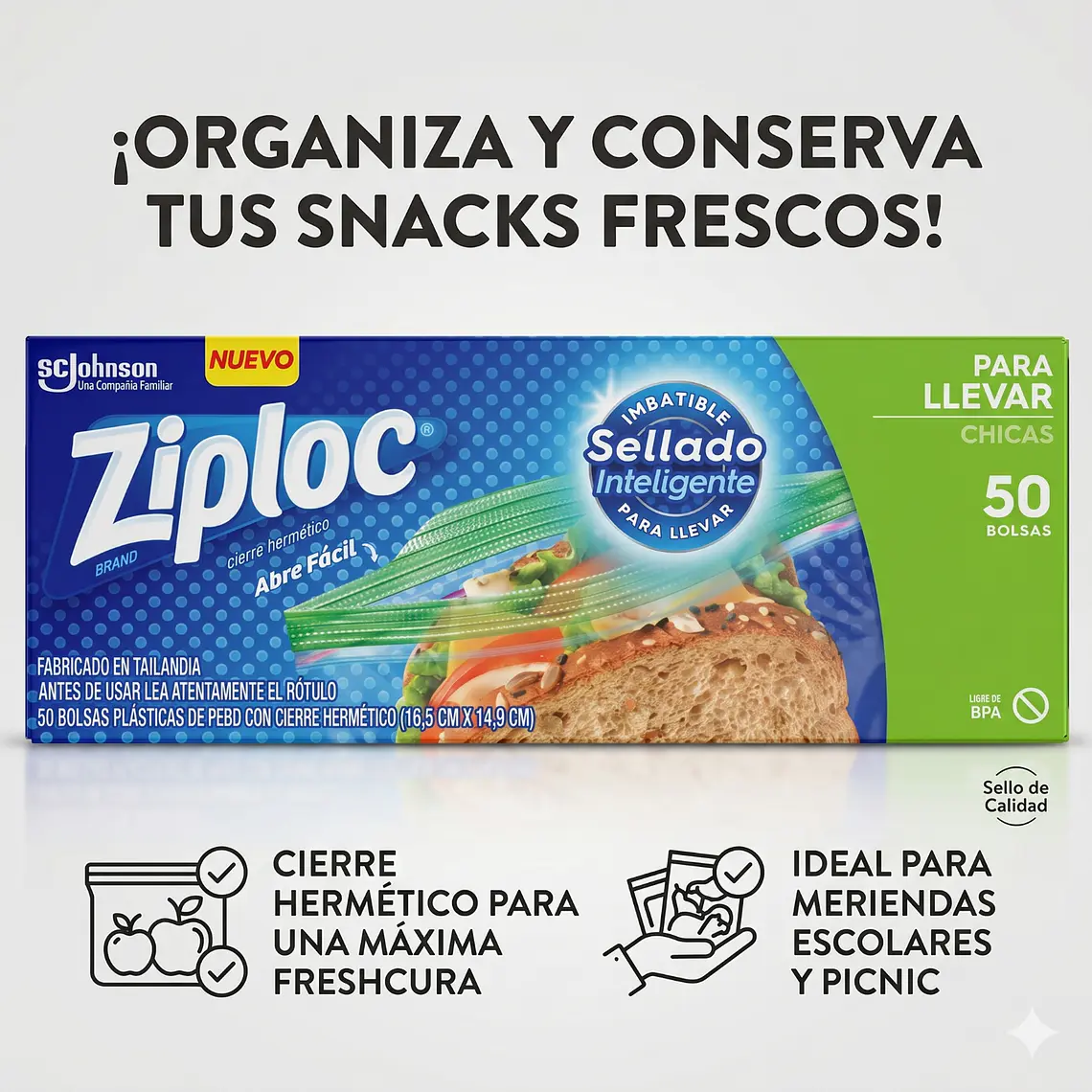 Bolsas Multiuso Para Conservar Ziploc Chicas 50 Unid 2