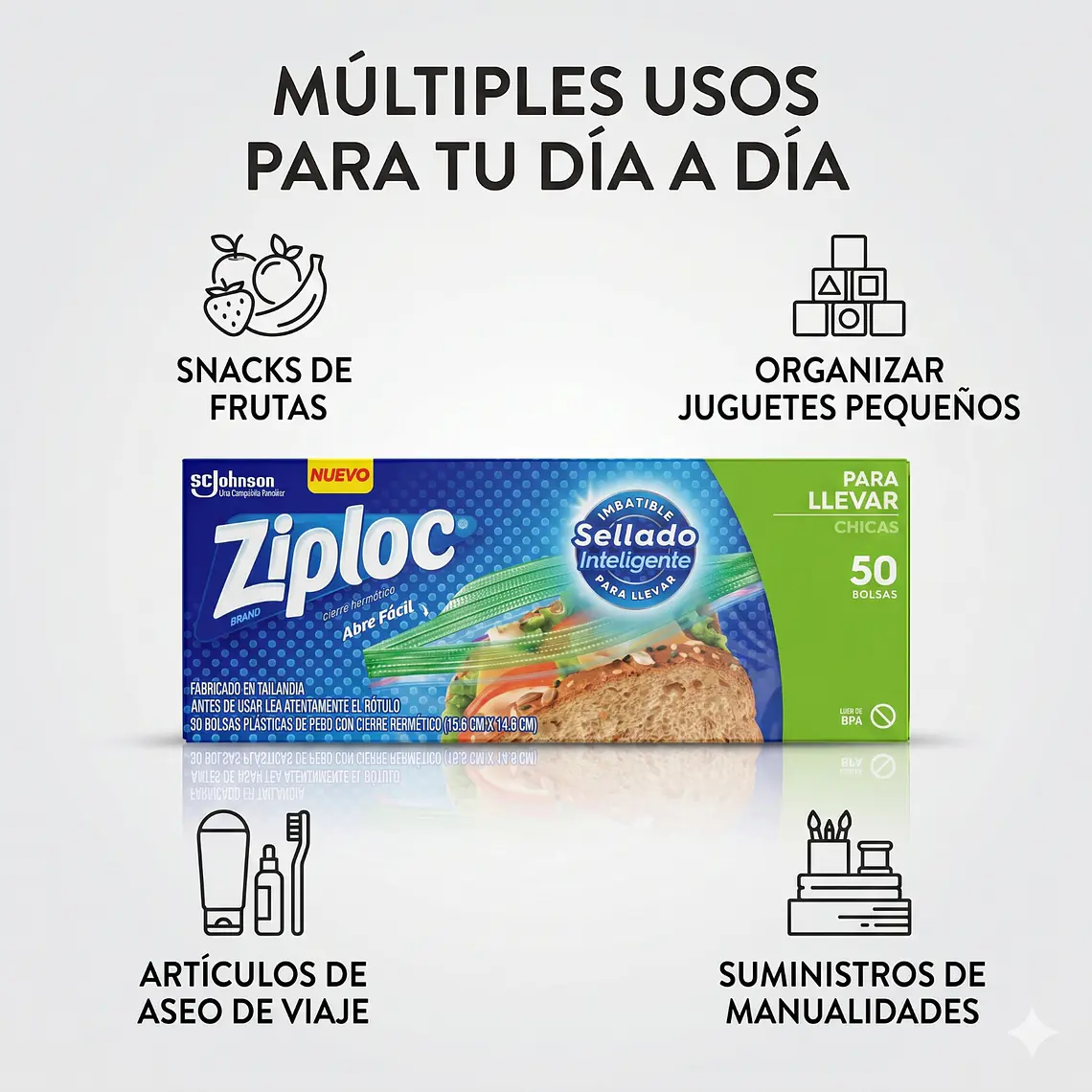 Bolsas Multiuso Para Conservar Ziploc Chicas 50 Unid 3