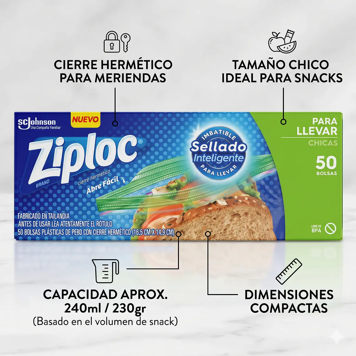 Bolsas Multiuso Para Conservar Ziploc Chicas 50 Unid 4