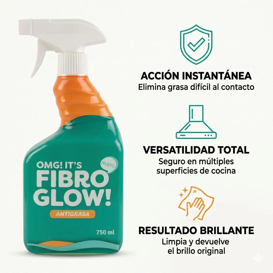 Limpiador Antigrasa Fibro Glow Gatillo 750ml Cocina Multiuso 4