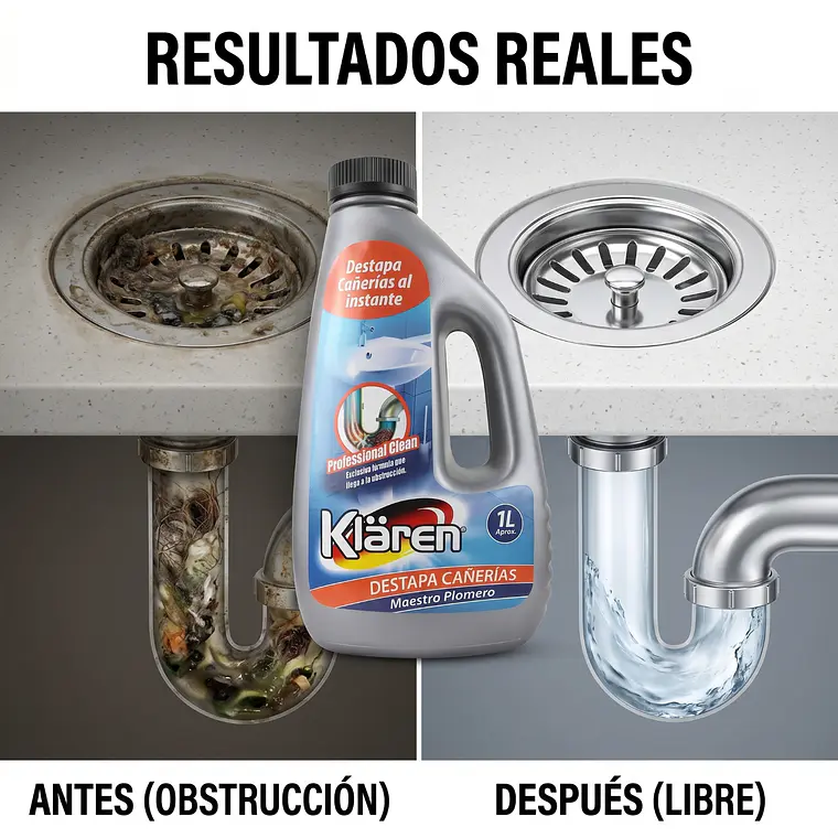 Desatascador Cañerías Klaren Maestro Plomero 1L 5