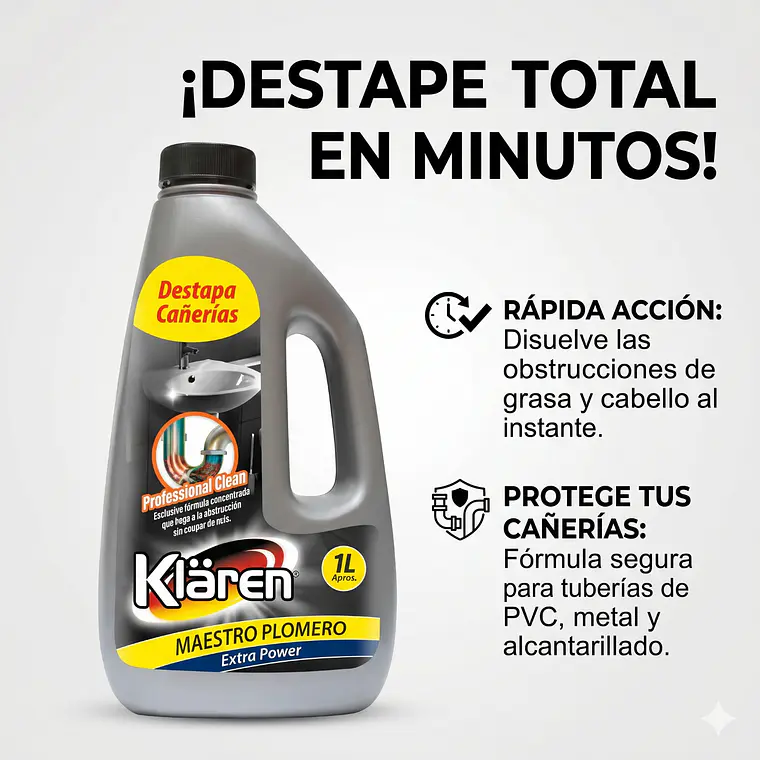 Destapa Cañerias Extra Power Klaren 1l 2