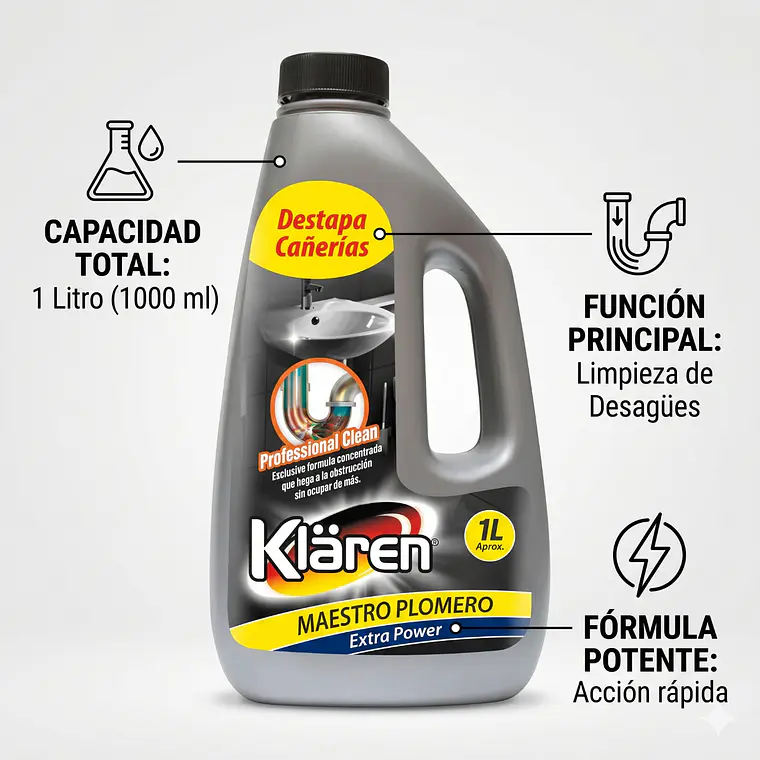 Destapa Cañerias Extra Power Klaren 1l 4