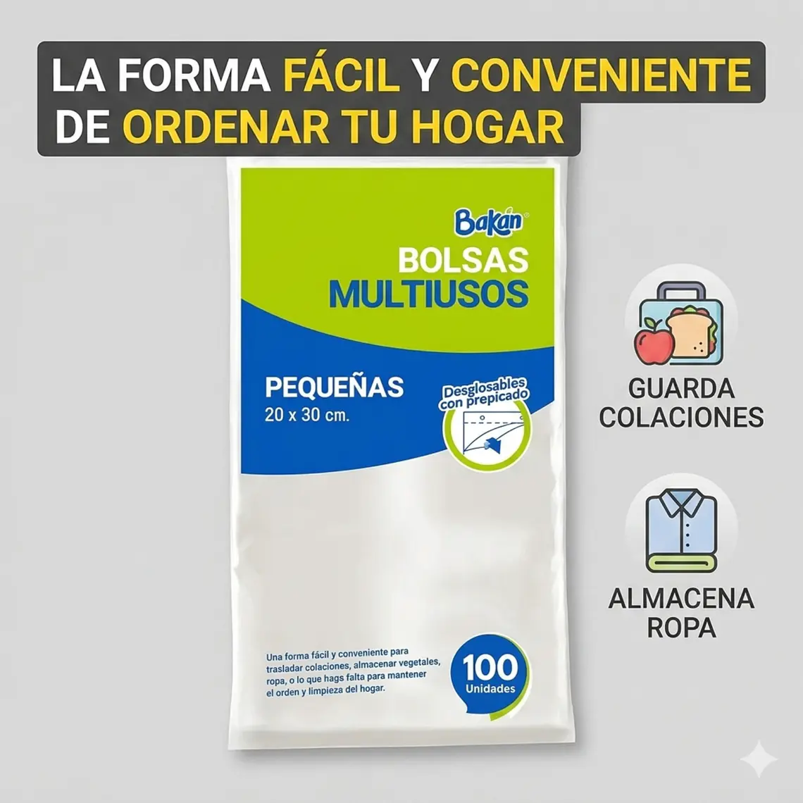 Bolsas Multiuso Bakan Pequeña 20x30 Bolsa Taco Pack 100 2
