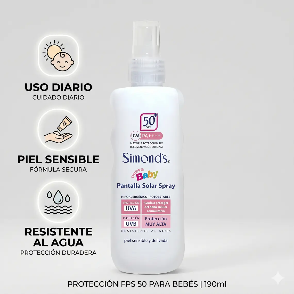 Bloqueador Protector Solar F50 Simonds Baby Spray 190ml 4