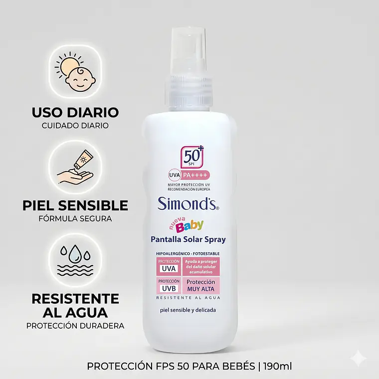Bloqueador Protector Solar F50 Simonds Baby Spray 190ml 4