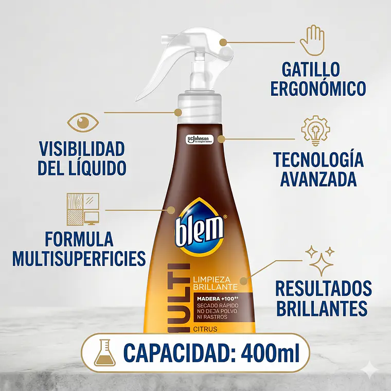 Limpiador Multisuperficies y Electrónicos Blem Gatillo 400ml 3