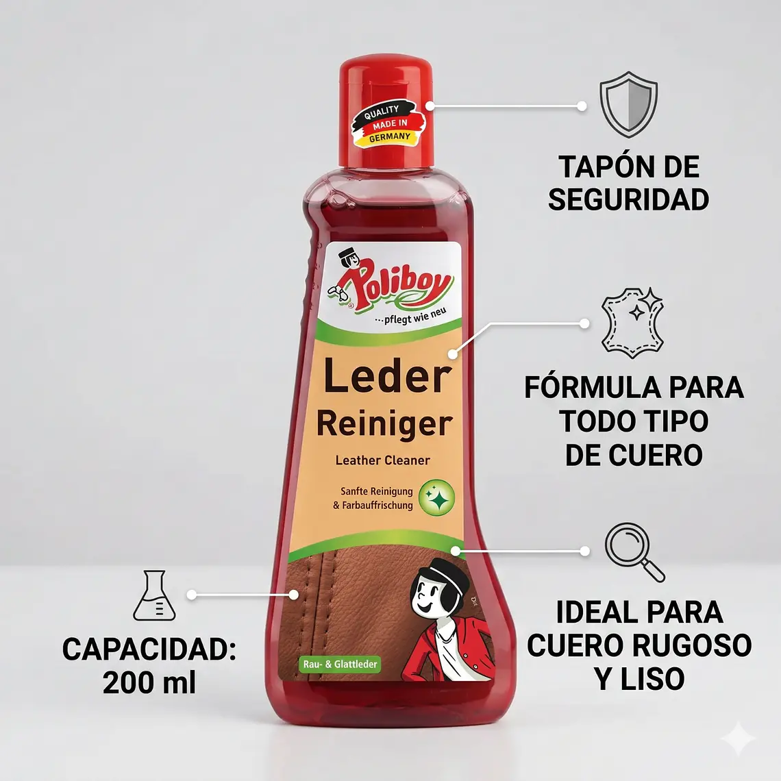 Limpiador para Cuero y Cuero Sintético Poliboy 200 ml 4