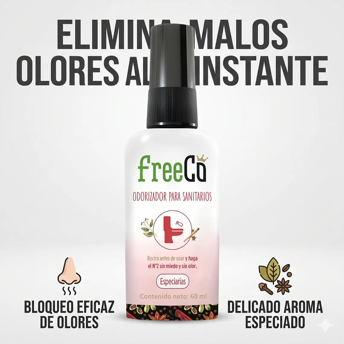 Desodorante Para Inodoros Freeco Especias 60 ml 2
