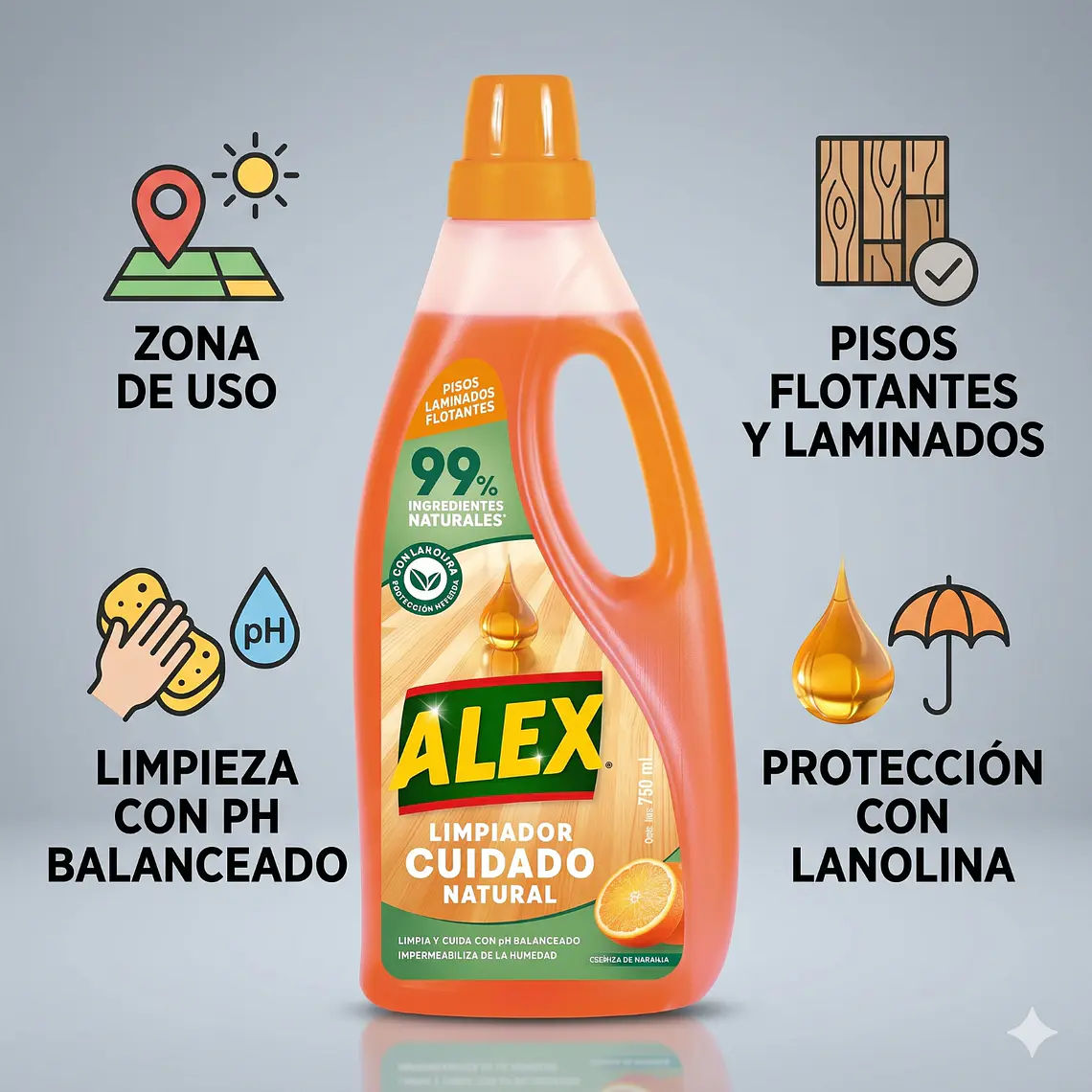 Limpiador Natural Alex Pisos Flotantes 750 ml 3