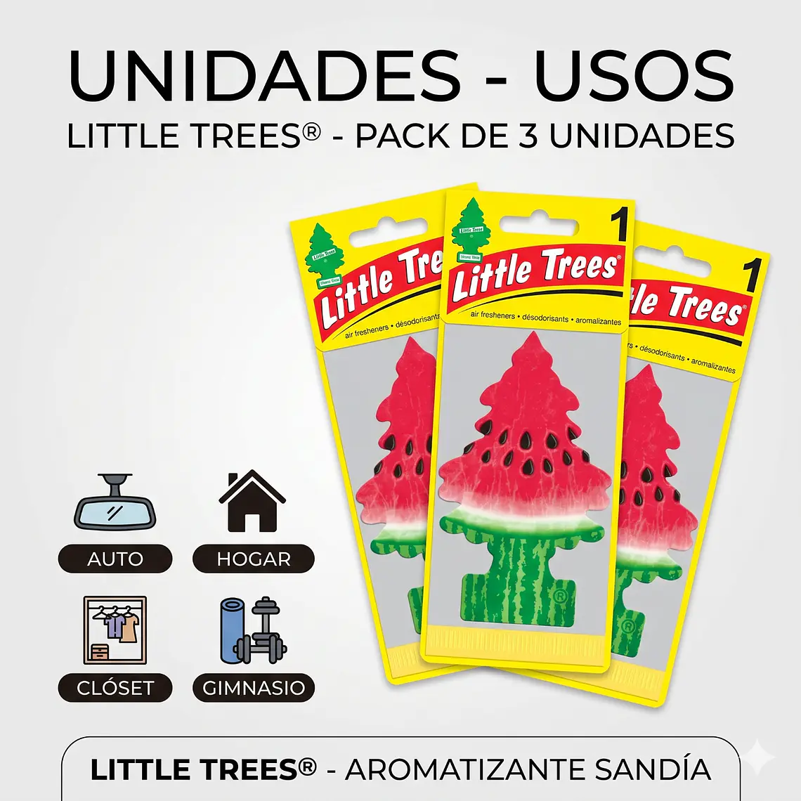 Aromatizante Auto Sandía Little Trees 3 Unid 4
