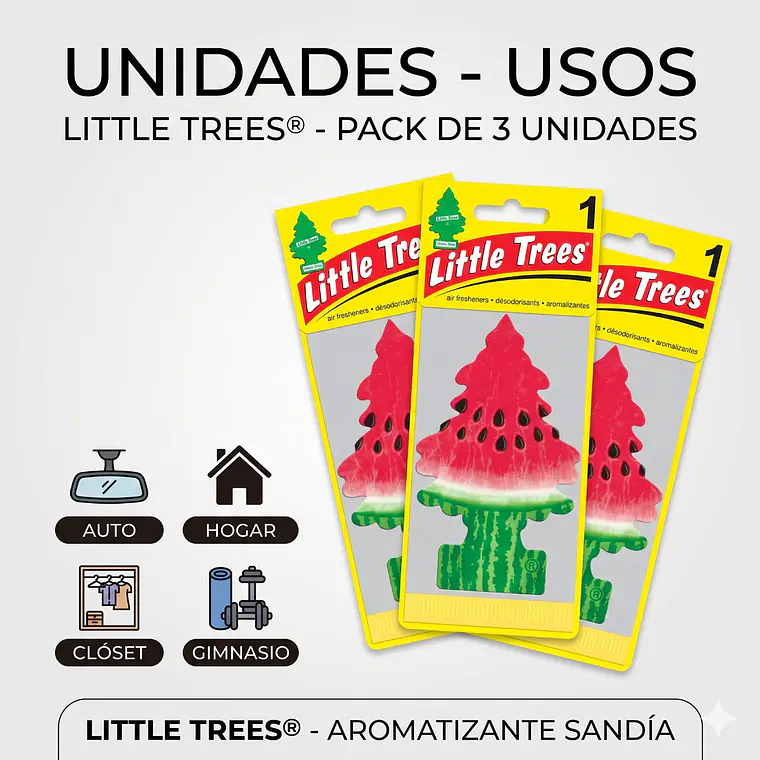 Aromatizante Auto Sandía Little Trees 3 Unid 4
