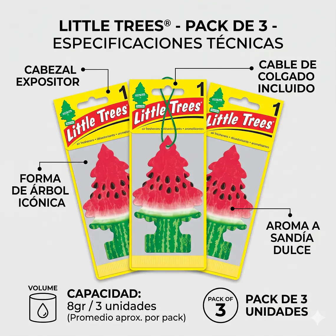 Aromatizante Auto Sandía Little Trees 3 Unid 5