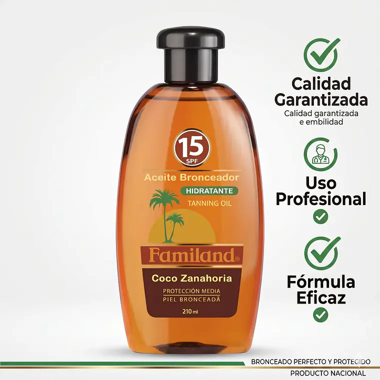 Bronceador Aceite Familand FPS15 Coco Zanahoria 210 ml 6