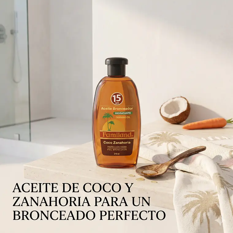 Bronceador Aceite Familand FPS15 Coco Zanahoria 210 ml 7