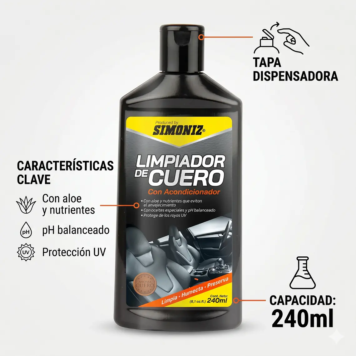 Limpiador de Cuero para Tapicería Simoniz 240 ml 4