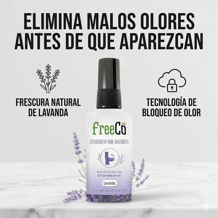 Eliminador de Olores Freeco Aroma LAVANDA 60 ml 2