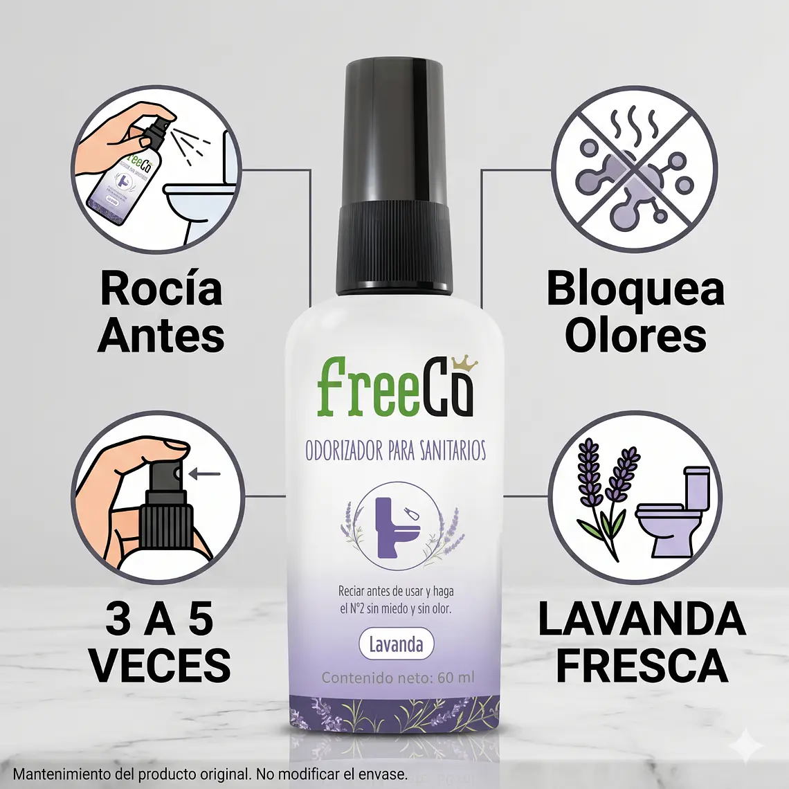 Eliminador de Olores Freeco Aroma LAVANDA 60 ml 3