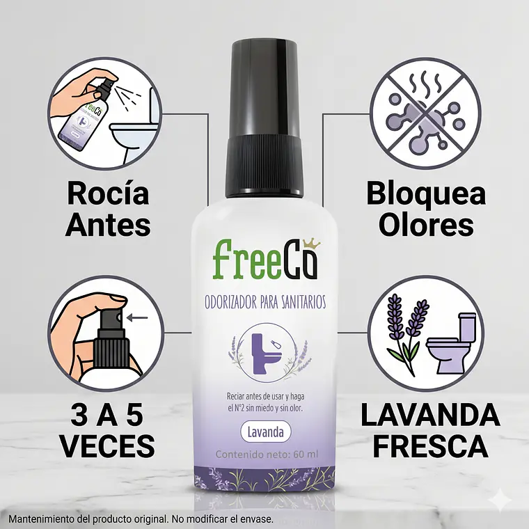 Eliminador de Olores Freeco Aroma LAVANDA 60 ml 3