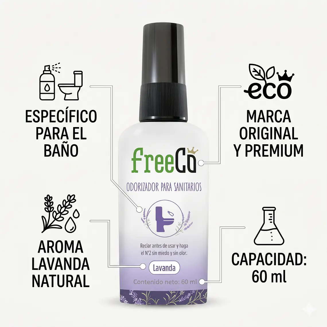 Eliminador de Olores Freeco Aroma LAVANDA 60 ml 4