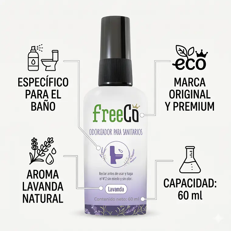 Eliminador de Olores Freeco Aroma LAVANDA 60 ml 4