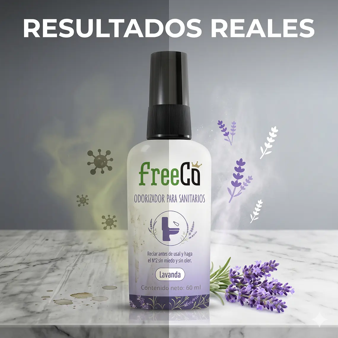 Eliminador de Olores Freeco Aroma LAVANDA 60 ml 5