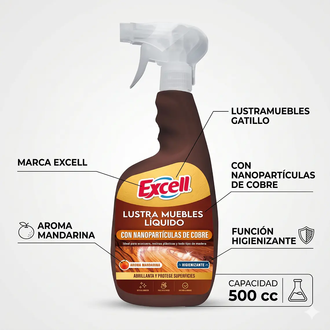 Excell Lustramuebles Gatillo Mandarina 500 cc 4