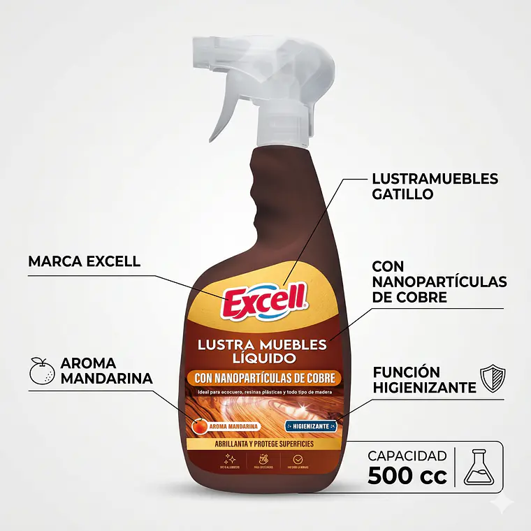 Excell Lustramuebles Gatillo Mandarina 500 cc 4