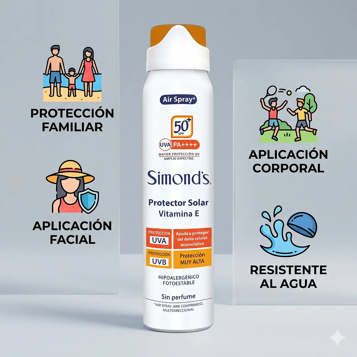 Protector solar air spray Simonds FPS50 75ml 3
