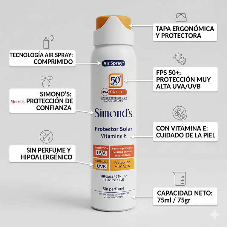 Protector solar air spray Simonds FPS50 75ml 4