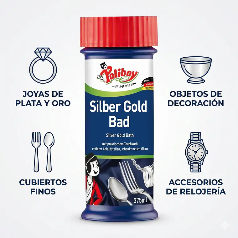 Limpiador para Joyas y Cubiertos POLIBOY 375ml 4