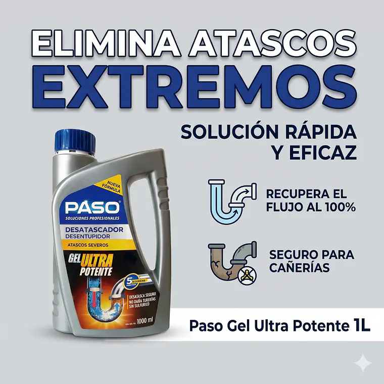 Destapa Desatasca Cañerias Atascos Severos Gel 1l 2