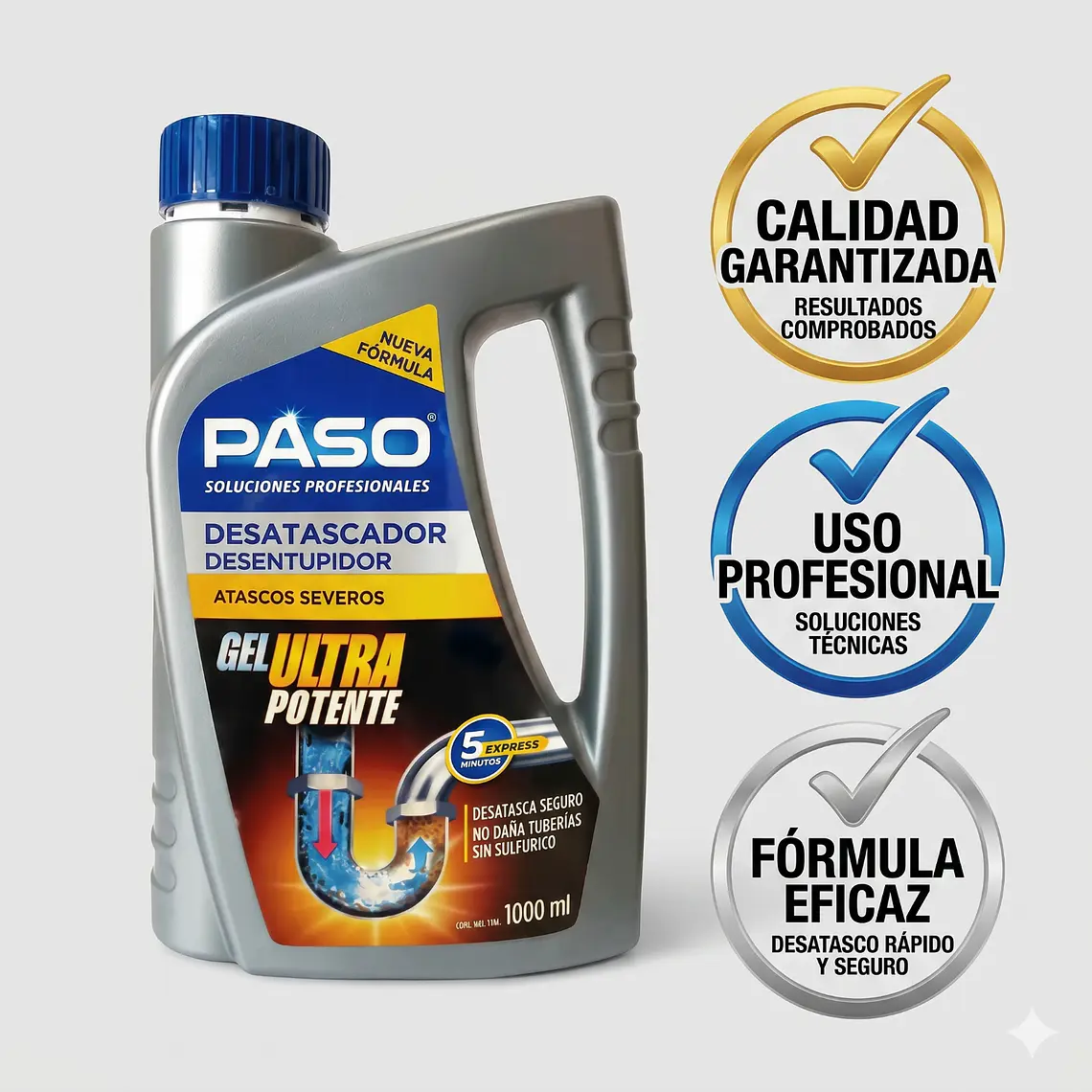 Destapa Desatasca Cañerias Atascos Severos Gel 1l 6