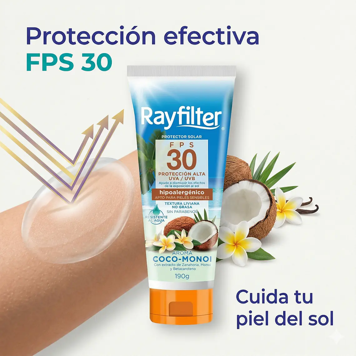 Protector Solar Rayfilter Fps 30 Coco Monoi 190 Gr 3