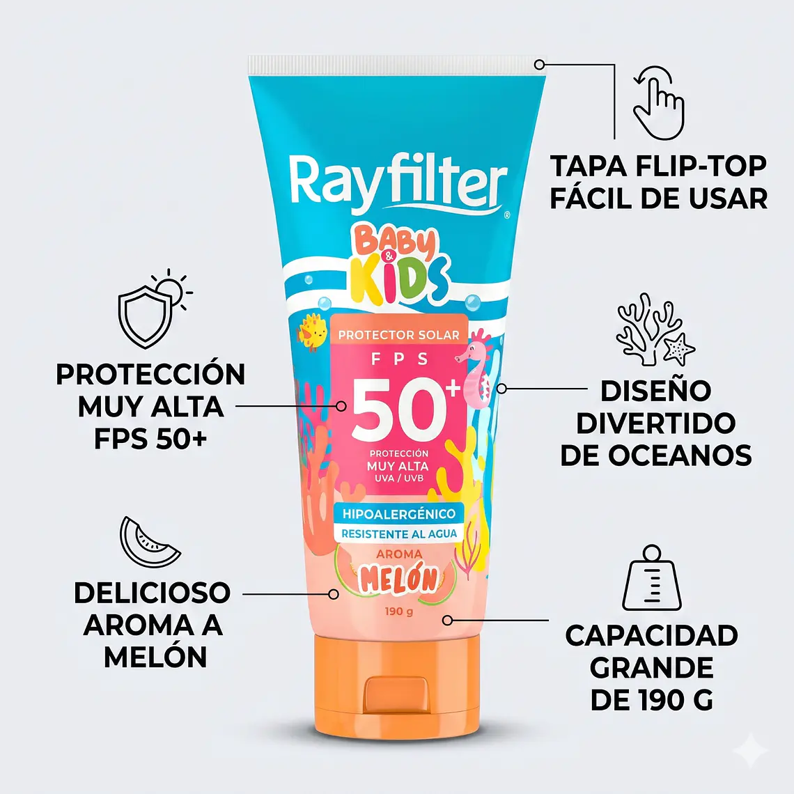 Protector Solar Rayfilter Baby & Kids Spf50 Melon 190 Gr 4