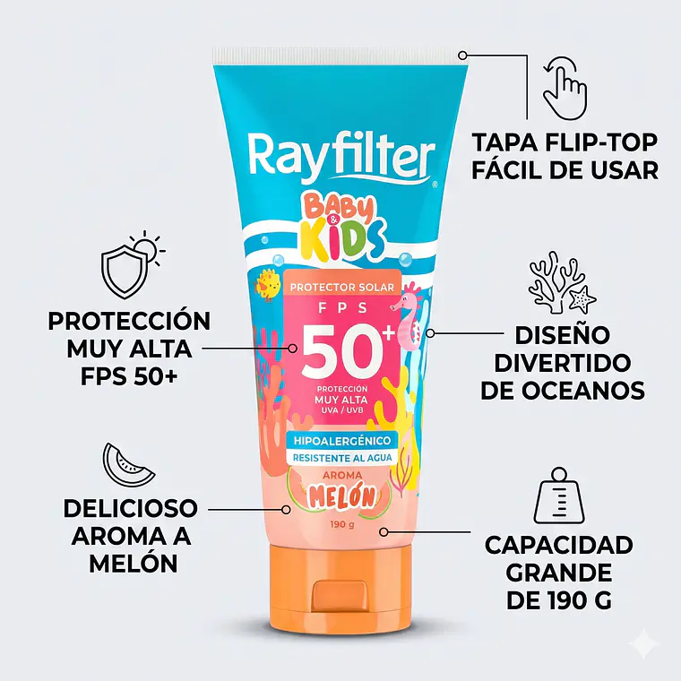 Protector Solar Rayfilter Baby & Kids Spf50 Melon 190 Gr 4