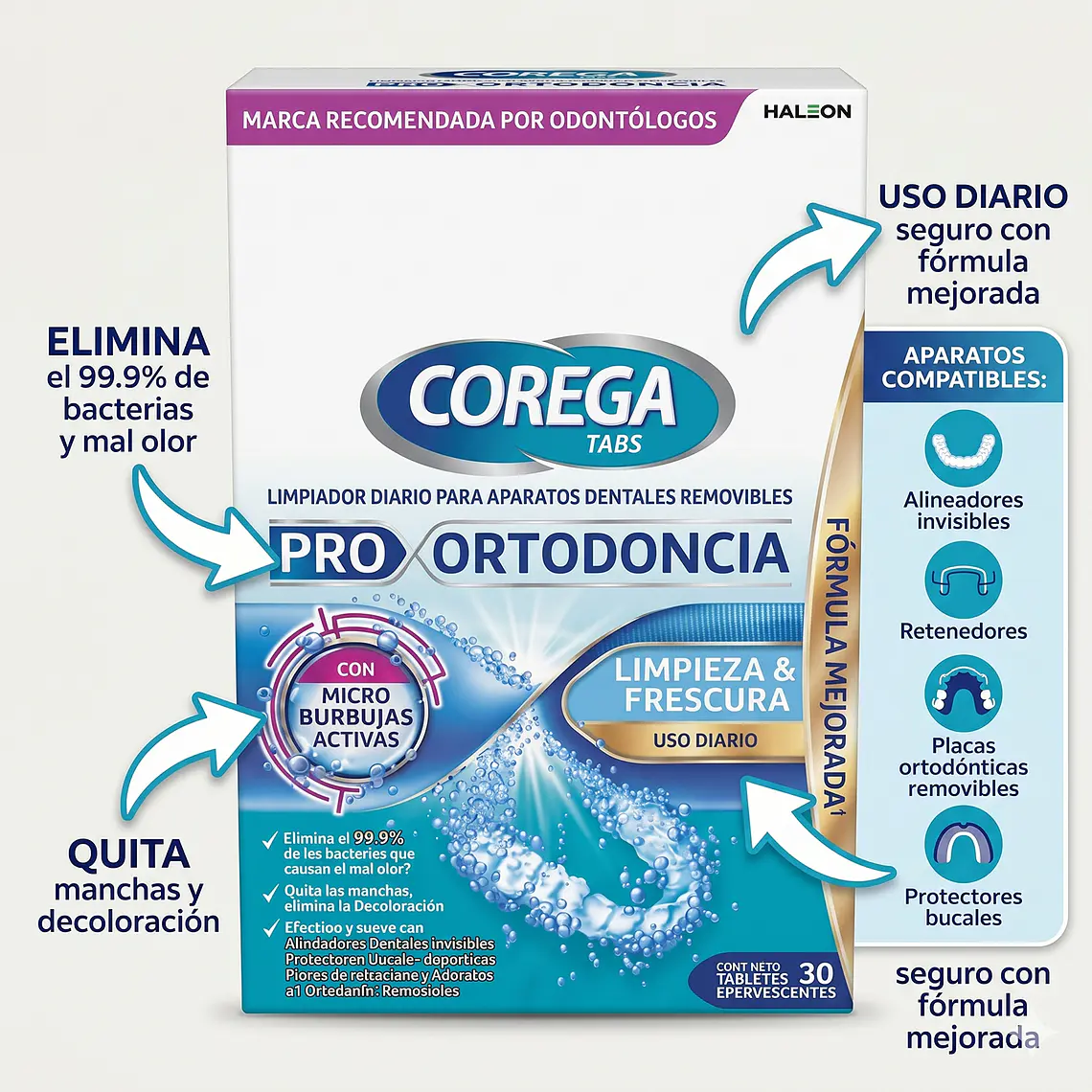 Limpiador Aparatos Dentales Corega Tabs 30 Efervesc 5