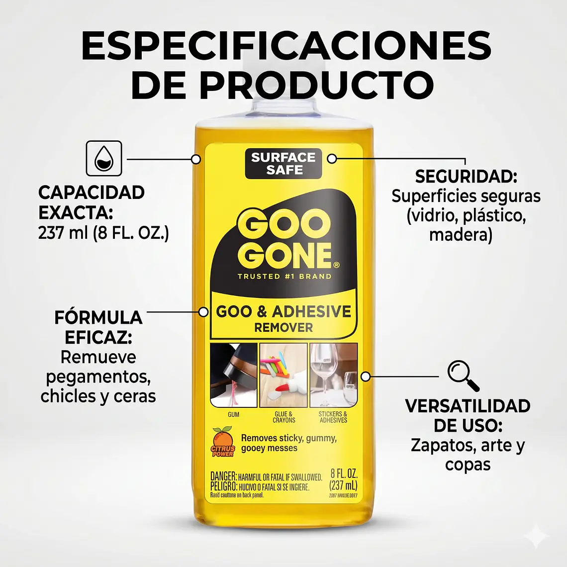 Removedor De Adhesivos Original Goo Gone 236 Ml 4
