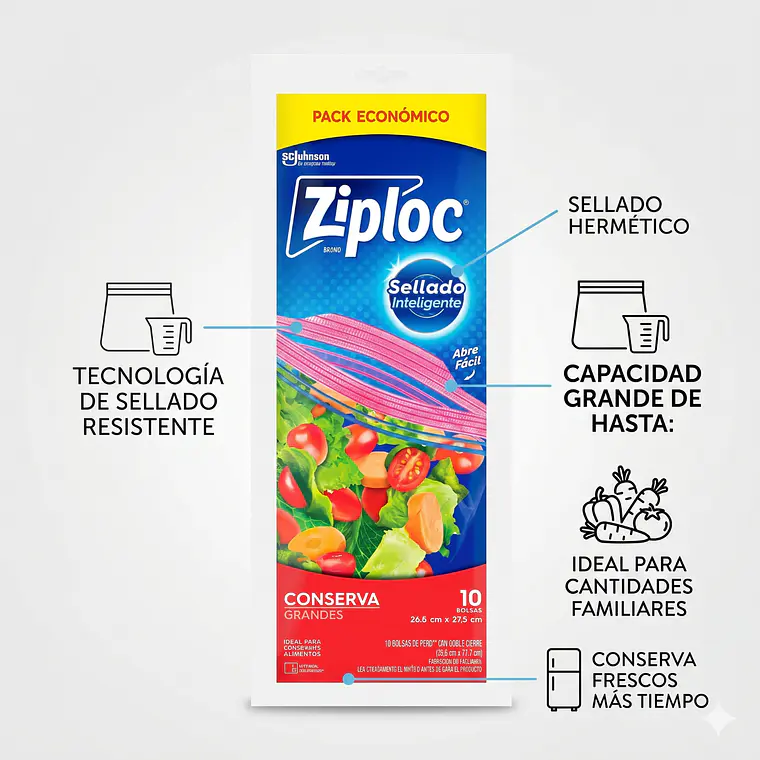 Bolsas Ziploc Grandes 10 Un Para Conservar 3