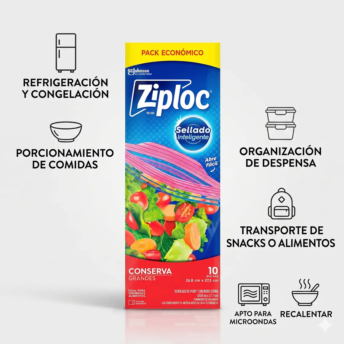 Bolsas Ziploc Grandes 10 Un Para Conservar 4